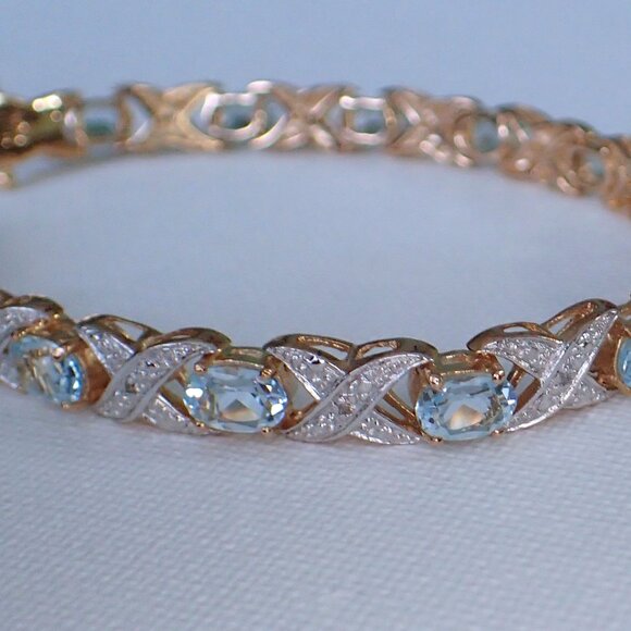 Genuine Swiss Blue Topaz Infinity Bracelet - Picture 2 of 11